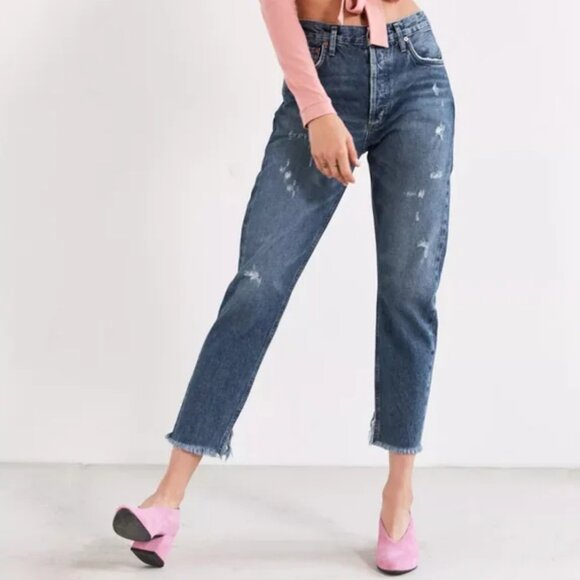Agolde Jamie High Rise Straight Jeans in Lowdown Wash Size 24 - Picture 7 of 11